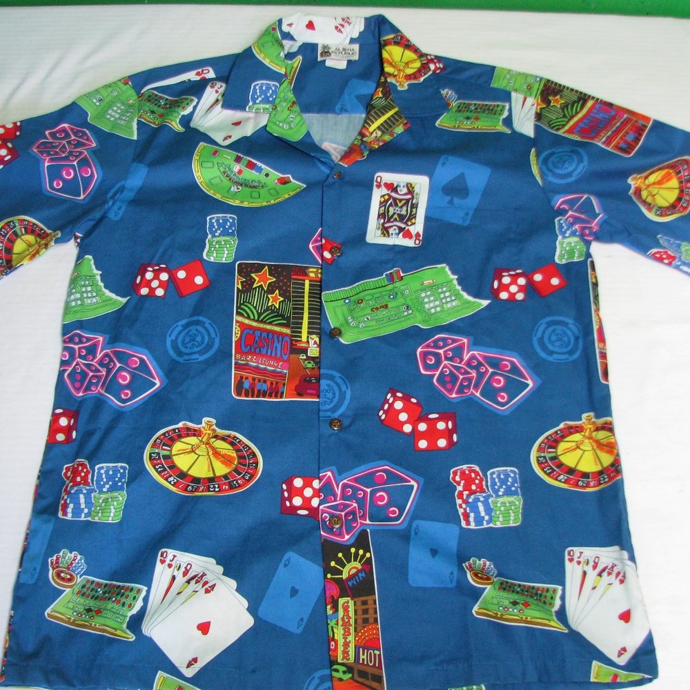 Vintage Gambling Themed Hawaiian Shirt